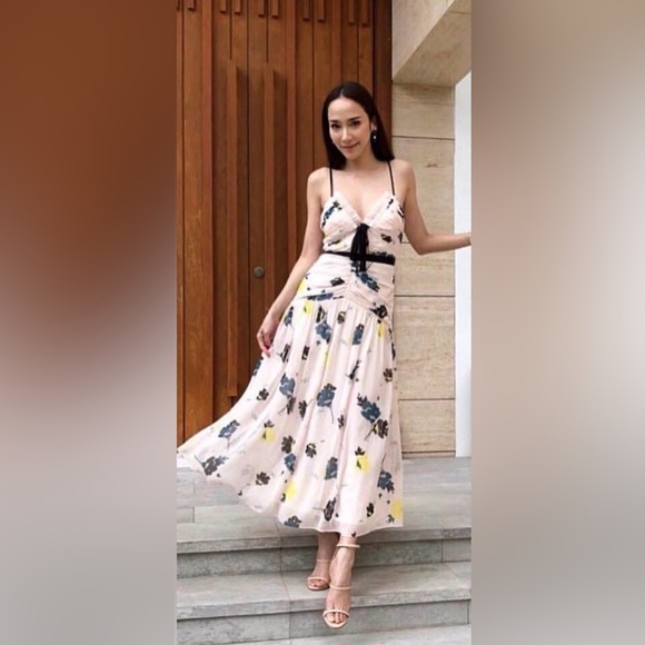 Self-Portrait Floral Ruched Midi Dress – Worn Once – Excellent Condition - Picture 14 of 15